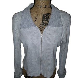 Vintage Cristina brand gray cropped full zip top cuffed long sleeves size small